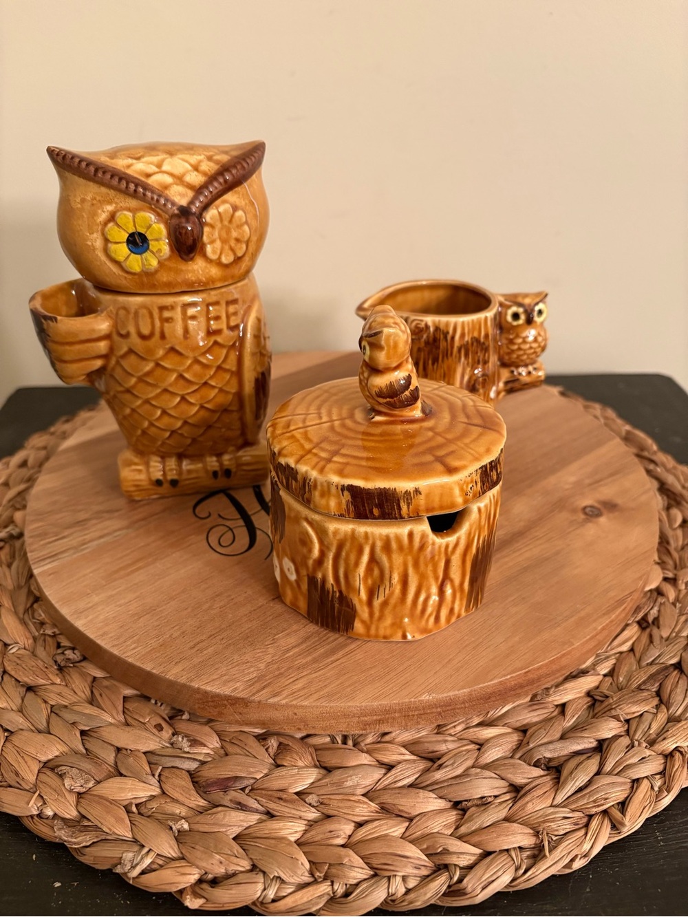 Lego Brown Owl Ceramic Coffee Set with Honey-Toned Glaze Vintage 1970’s Vibe